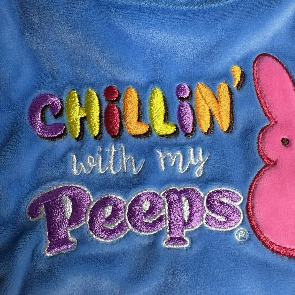 Peeps Blue Easter Baby Bib Chillin’ with My Peeps Lot of 2 Embroidered Bunny